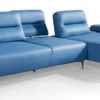 Casa Padrino Luxus Kunstleder Ecksofa Blau / Silber 285 x 182 cm - Wohnzimmer Möbel