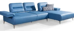 Casa Padrino Luxus Kunstleder Ecksofa Blau / Silber 285 x 182 cm - Wohnzimmer Möbel