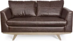 Casa Padrino Luxus Kunstleder 2er Sofa Dunkelbraun / Naturfarben 155 x 90 x H. 82 cm - Wohnzimmer Sofa - Wohnzimmer Möbel - Kunstleder Möbel - Luxus Möbel - Luxus Einrichtung