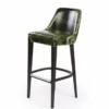 Casa Padrino Luxus Kunstleder Barstuhl Vintage Grün / Schwarz / Silber H. 106 cm - Hotel & Bar Möbel