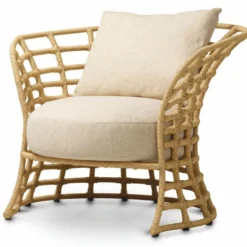 Casa Padrino Luxus Kunstrattan Sessel Naturfarben / Sandfarben - Garten Möbel