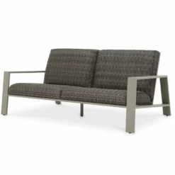 Casa Padrino Luxus Kunstrattan Garten Sofa Grau 180 cm - Garten Möbel