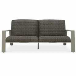 Casa Padrino Luxus Kunstrattan Garten Sofa Grau 180 cm - Garten Möbel