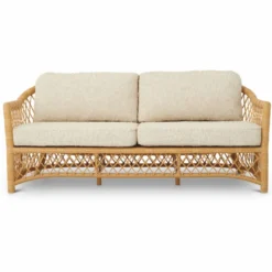 Casa Padrino Luxus Kunstrattan Garten Sofa Naturfarben 180 cm - Garten Möbel