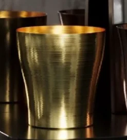 Casa Padrino Luxus Kupfer Champagnerkühler Gold Ø 18 x H. 19 cm - Runder Weinkühler - Sektkühler - Gastronomie Accessoires - Restaurant Accessoires - Hotel Accessoires - Luxus Qualität