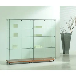 Casa Padrino Luxus Ladenvitrine 157 x 40 cm H. 140 cm mit Glasplatte - Ladeneinrichtung - Boutique Möbel - Made in Italy