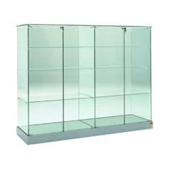 Casa Padrino Luxus Ladenvitrine 182 x 46 cm H. 140 cm mit Glasplatte mit 3 Glasböden - Ladeneinrichtung - Boutique Möbel - Made in Italy