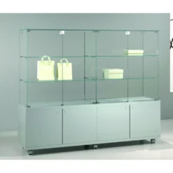 Casa Padrino Luxus Ladenvitrine 117 x 40 cm H. 130 cm mit Glasplatte - Ladeneinrichtung - Boutique Möbel - Made in Italy