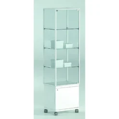 Casa Padrino Luxus Ladenvitrine 51 x 37 cm H. 180 cm mit Unterschrank mit 3 Glasböden - Ladeneinrichtung - Boutique Möbel - Made in Italy