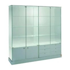 Casa Padrino Luxus Ladenvitrine 142 x 46 cm H. 180 cm mit Glasplatte mit Unterschränken und Schubladen - Ladeneinrichtung - Boutique Möbel - Made in Italy