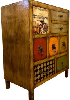 Casa Padrino Luxus Landhausstil Kommode Braun / Mehrfarbig - Handgefertigter Massivholz Schrank mit 8 Schubladen - Landhausstil Möbel