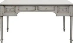Casa Padrino Luxus Landhausstil Schreibtisch mit 4 Schubladen Antik Grau 136 x 70 x H. 77 cm - Handgefertigter Massivholz Bürotisch - Büromöbel im Landhausstil