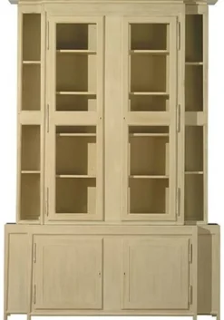 Casa Padrino Luxus Landhausstil Vitrine Beige 180 x 45 x H. 270 cm - Handgefertigter Vitrinenschrank - Massivholz Küchenschrank - Landhausstil Möbel