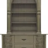 Casa Padrino Luxus Landhausstil Schrank Antik Olivgrün - Handgefertigter Massivholz Regalschrank - Wohnzimmerschrank - Esszimmerschrank - Landhausstil Möbel