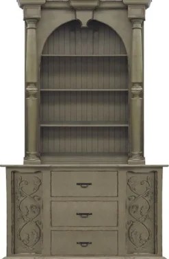 Casa Padrino Luxus Landhausstil Schrank Antik Olivgrün - Handgefertigter Massivholz Regalschrank - Wohnzimmerschrank - Esszimmerschrank - Landhausstil Möbel