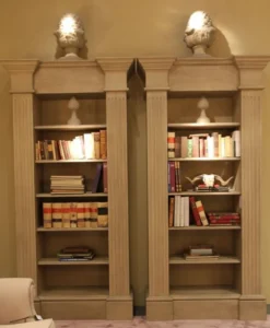 Casa Padrino Luxus Landhausstil Bücherschrank Beige - Handgefertigter Massivholz Schrank - Regalschrank - Edle Landhausstil Massivholz Möbel