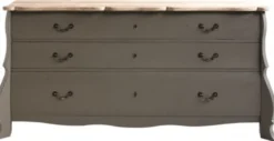 Casa Padrino Luxus Landhausstil Massivholz Kommode mit 3 Schubladen Antik Grau / Naturfarben 187 x 50 x H. 90 cm - Landhausstil Möbel - Luxus Qualität