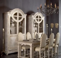 Casa Padrino Luxus Landhausstil Schrank Antik Weiß - Handgefertigter Massivholz Regalschrank mit 2 Türen - Landhausstil Massivholz Möbel - Luxus Qualität