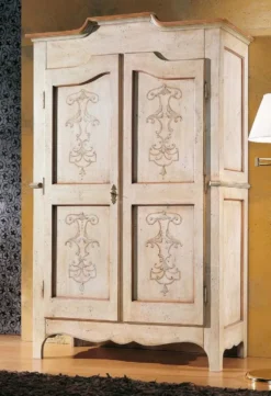 Casa Padrino Luxus Landhausstil Schlafzimmerschrank Cremefarben / Beige / Braun - Handgefertigter Kleiderschrank mit 2 Türen - Landhausstil Schlafzimmer Möbel - Luxus Qualität - Made in Italy