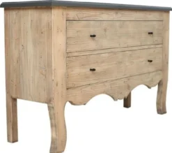 Casa Padrino Luxus Landhausstil Massivholz Kommode mit 2 Schubladen Naturfarben / Grau 130 x 40 x H. 80 cm - Landhausstil Möbel - Luxus Qualität