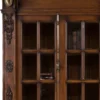 Casa Padrino Luxus Landhausstil Bücherschrank Braun / Antik Messing 262,5 x 54 x H. 251 cm - Massivholz Schrank mit Beleuchtung - Wohnzimmerschrank - Büroschrank - Luxus Landhausstil Möbel