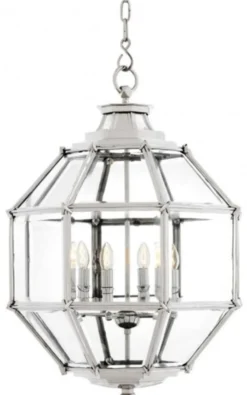 Casa Padrino Luxus Laterne - Luxus Nickel Hängeleuchte, Durchmesser 60 x H 85 cm