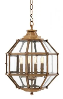 Casa Padrino Luxus Laterne - Luxus Messing Hängeleuchte im Vintage Look - Durchmesser 43 x H 63 cm