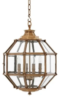 Casa Padrino Luxus Laterne - Luxus Messing Hängeleuchte im Vintage Look - Durchmesser 43 x H 63 cm