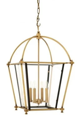 Casa Padrino Luxus Laterne - Luxus Hängeleuchte aus Messing in Messing & Bronze 68 x 68 x H 75 cm
