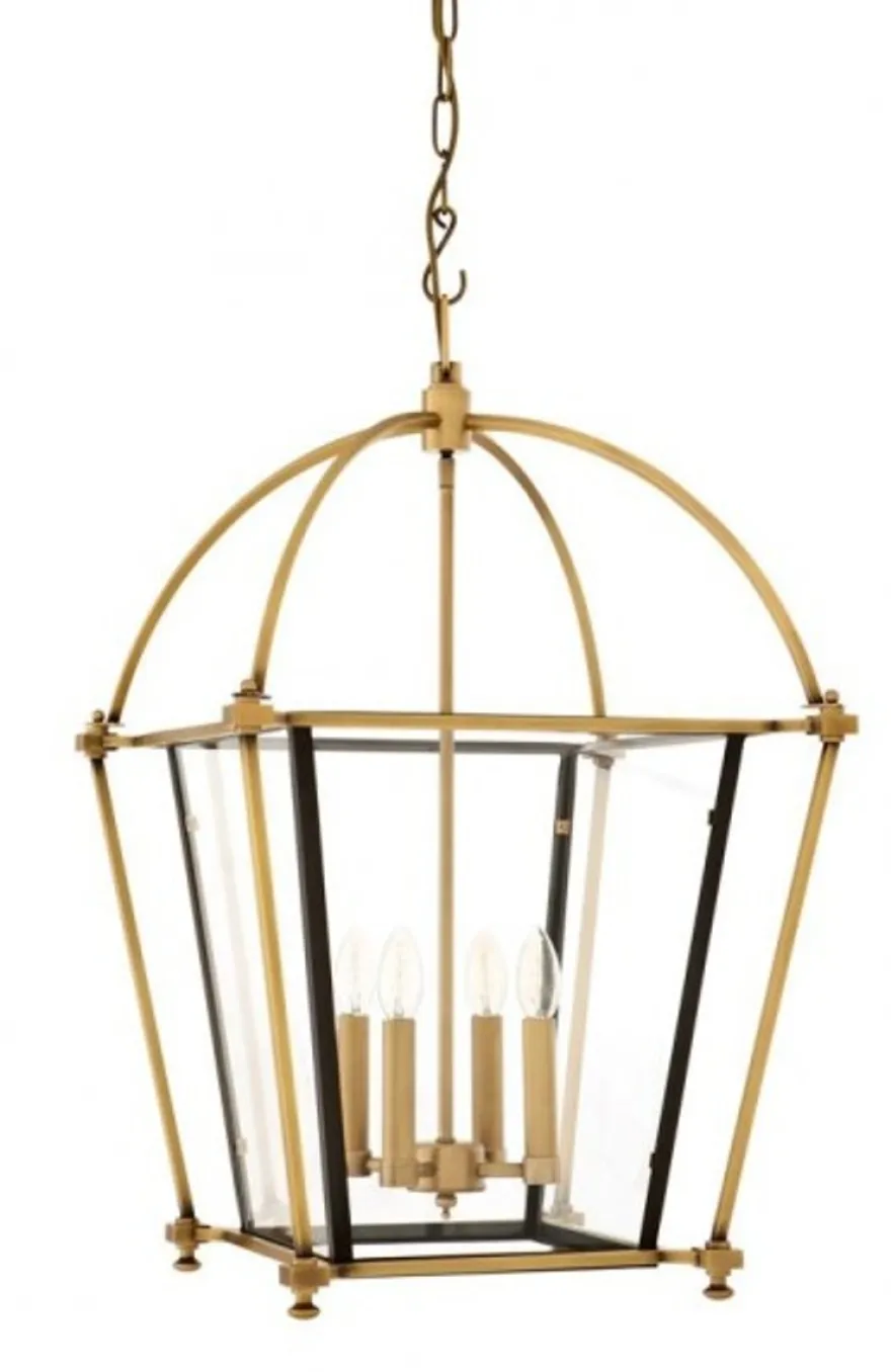 Casa Padrino Luxus Laterne - Luxus Hängeleuchte aus Messing in Messing & Bronze 68 x 68 x H 75 cm