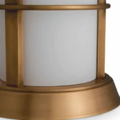 Casa Padrino Luxus LED Außentischleuchte Antik Messing / Weiß Ø 29 x H. 60 cm