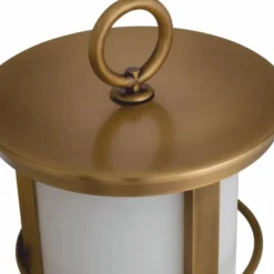 Casa Padrino Luxus LED Außentischleuchte Antik Messing / Weiß Ø 29 x H. 60 cm