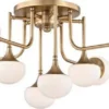 Casa Padrino Luxus LED Deckenleuchte Antik Messingfarben / Weiß Ø 92,7 x H. 36,8 cm - Deckenlampe mit kugelförmigen Glas Lampenschirmen - Luxus Qualität