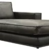 Casa Padrino Luxus Leder Chaiselongue Linke Seite Schwarz 106 x 186 x H. 83 cm - Echtleder Liegesessel - Relexliege - Recamiere - Wohnzimmer Möbel - Luxus Möbel
