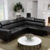 Casa Padrino Luxus Leder Ecksofa Schwarz / Silber 255 x 225 x H. 78-99 cm - Naturleder Wohnzimmer Sofa mit verstellbaren Kopfstützen - Wohnzimmer Möbel - Leder Möbel - Luxus Möbel