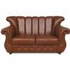 Casa Padrino Luxus Leder 2er Sofa Braun / Dunkelbraun 150 cm - Wohnzimmer Sofa - Büro Sofa - Echtleder Möbel - Luxus Möbel