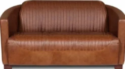Casa Padrino Luxus Leder 3er Sofa Vintage Braun / Dunkelbraun 182 x 83 x H. 70 cm - Echtleder Wohnzimmer Sofa - Wohnzimmer Möbel - Luxus Kollektion