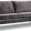 Casa Padrino Luxus Leder 3er Sofa Vintage Grau 205 x 90 x H. 85 cm - Echtleder Wohnzimmer Sofa - Wohnzimmer Möbel - Luxus Kollektion