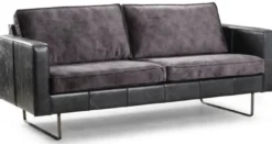 Casa Padrino Luxus Leder 3er Sofa Vintage Grau 205 x 90 x H. 85 cm - Echtleder Wohnzimmer Sofa - Wohnzimmer Möbel - Luxus Kollektion