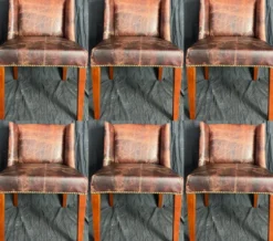 Casa Padrino Luxus Leder Esszimmer Stuhl Set Vintage Dunkelbraun / Braun 56 x 52 x H. 81 cm - Echtleder Küchen Stühle 6er Set - Esszimmer Möbel - Leder Möbel - Luxus Möbel - Luxus Einrichtung
