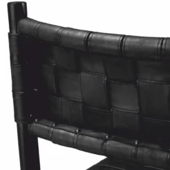 Casa Padrino Luxus Leder Esszimmer Stuhl mit Armlehnen Schwarz H. 85 cm - Luxus Möbel