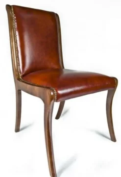 Casa Padrino Luxus Leder Esszimmer Stuhl 8er Set Braun 50 x 47 x H. 95 cm - Echtleder Küchenstühle - Echtleder Möbel - Luxus Möbel