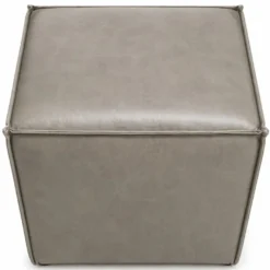 Casa Padrino Luxus Leder Hocker Grau H. 48 cm - Luxus Echtleder Möbel