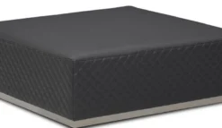 Casa Padrino Luxus Leder Hocker / Fußhocker Grau 89 x 89 x H. 30 cm - Wohnzimmer Möbel - Echtleder Möbel