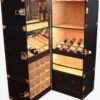 Casa Padrino Luxus Leder Koffer Barschrank Schwarz / Messing H. 135 cm - Made in Italy