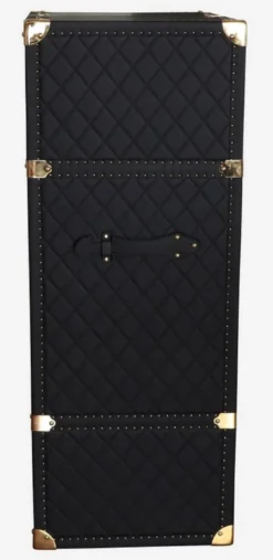 Casa Padrino Luxus Leder Koffer Barschrank Schwarz / Messing H. 135 cm - Made in Italy