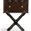 Casa Padrino Luxus Leder Minibar in Koffer Optik Dunkelbraun / Schwarz / Messing 45,5 x 45,5 x H. 73 cm - Echtleder Minibar - Bar Möbel - Echtleder Möbel - Luxus Möbel in Koffer Optik