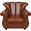 Casa Padrino Luxus Leder Sessel Braun / Dunkelbraun - Wohnzimmer Sessel - Büro Sessel - Echtleder Möbel - Luxus Möbel