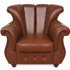 Casa Padrino Luxus Leder Sessel Braun / Dunkelbraun - Wohnzimmer Sessel - Büro Sessel - Echtleder Möbel - Luxus Möbel