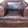 Casa Padrino Luxus Ledersessel im englischen Stil Dunkelbraun 106 x 99 x H. 73 cm - Echtleder Möbel
